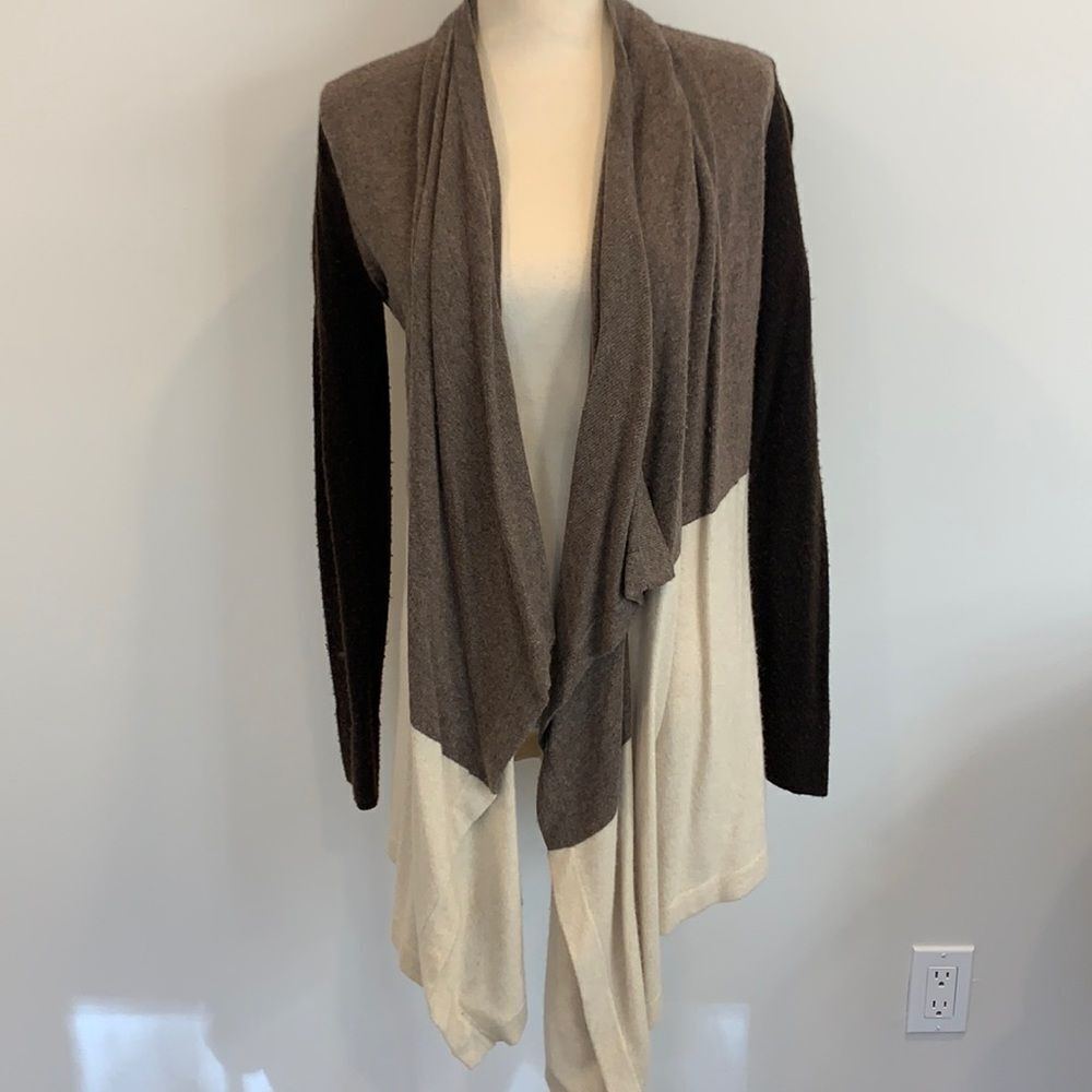 Colorblock Brown/Tan Cardigan‎ Sweater by AQUA - Size Small